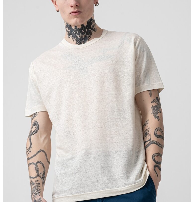 Свободна тениска с лен - Светло бежово Gant