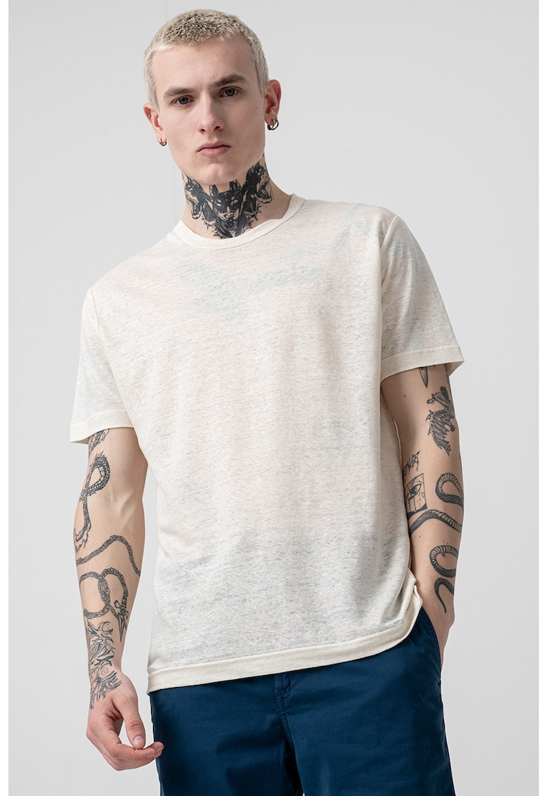 Свободна тениска с лен - Светло бежово Gant