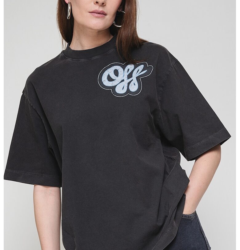 Свободна тениска с лого - Син/Антрацитно сиво OFF-WHITE