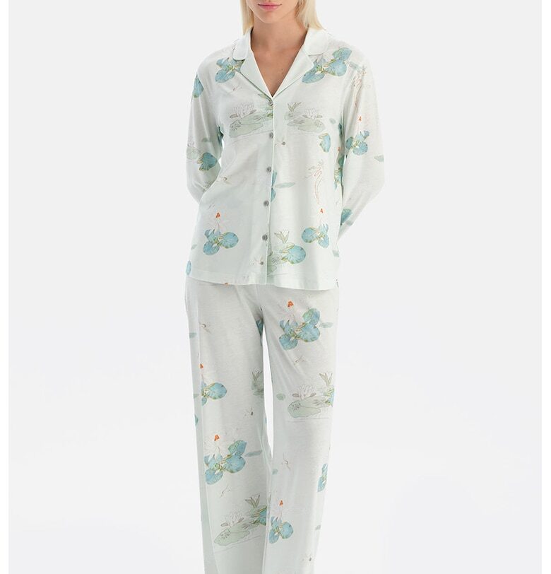 Свободна флорална пижама - Бледозелен DAGI