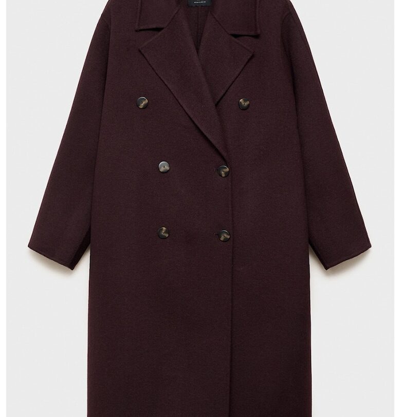 Свободно двуредно палто - Бордо Mango