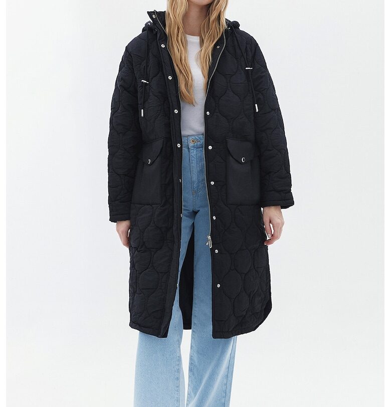 Свободно дълго зимно яке - Черен OXXO