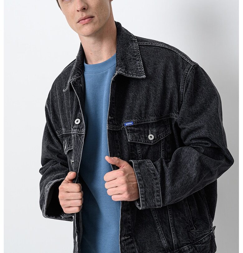 Свободно дънково яке Kirkby - Антрацитно сиво HUGO