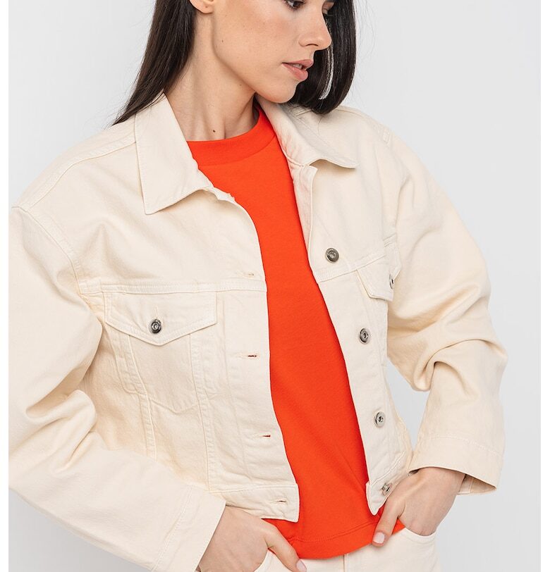 Свободно дънково яке - Слонова кост United Colors of Benetton