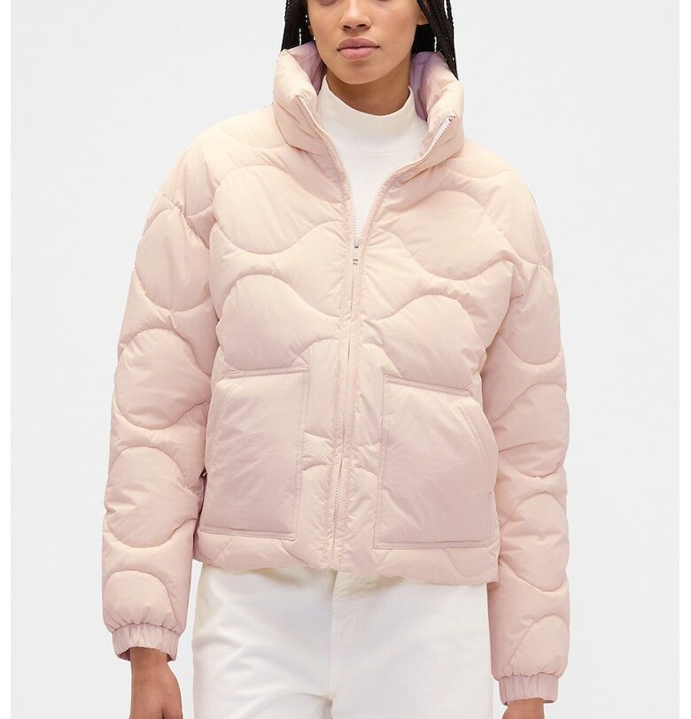 Свободно зимно яке с висока яка - Праскова GAP