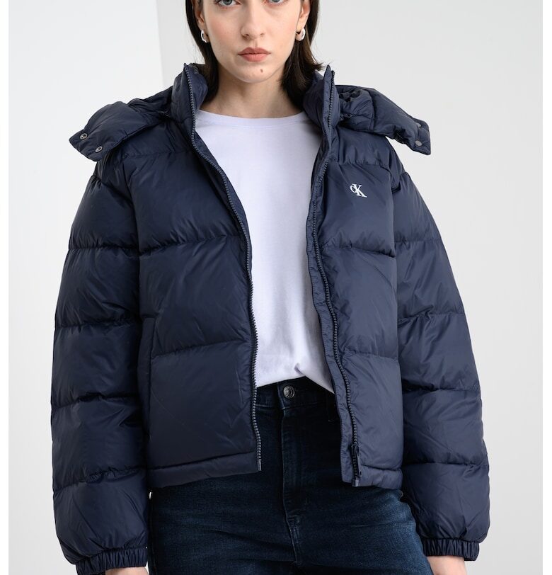 Свободно зимно яке с пухена вата - Тъмносин CALVIN KLEIN JEANS