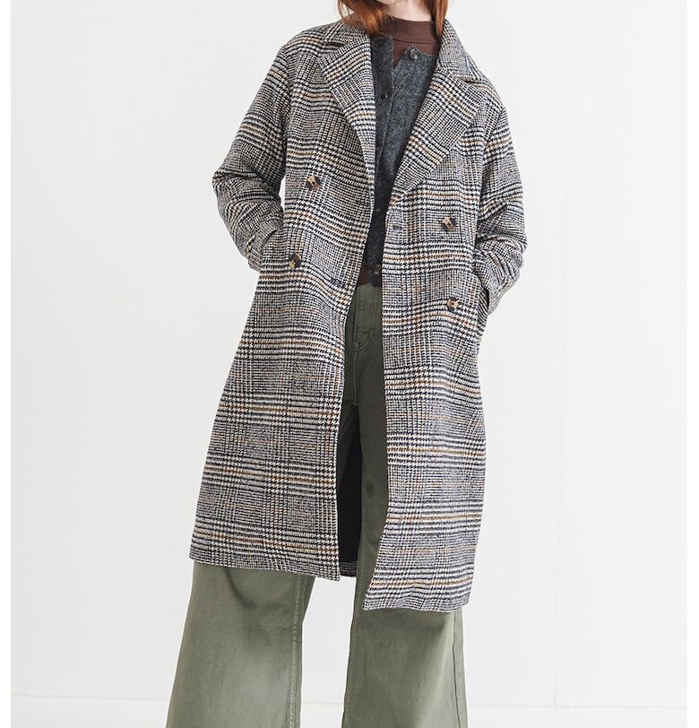 Свободно карирано палто - Тъмносин/Мръснобял/Светло бежово Pepe Jeans London