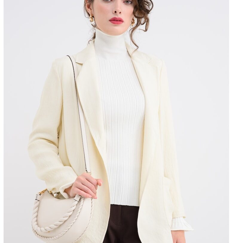 Свободно отворено сако с набрани ръкави - Слонова кост MaxCo