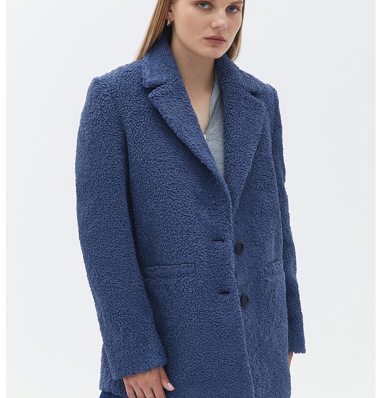 Свободно палто с копчета - Прашно синьо OXXO