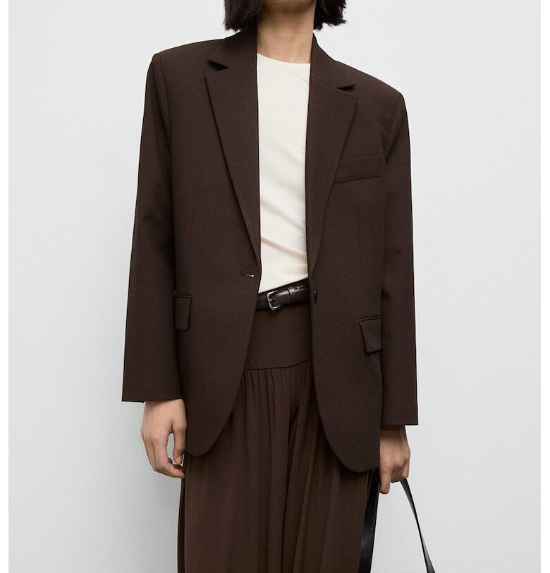 Свободно сако - Тъмнокафяв Mango