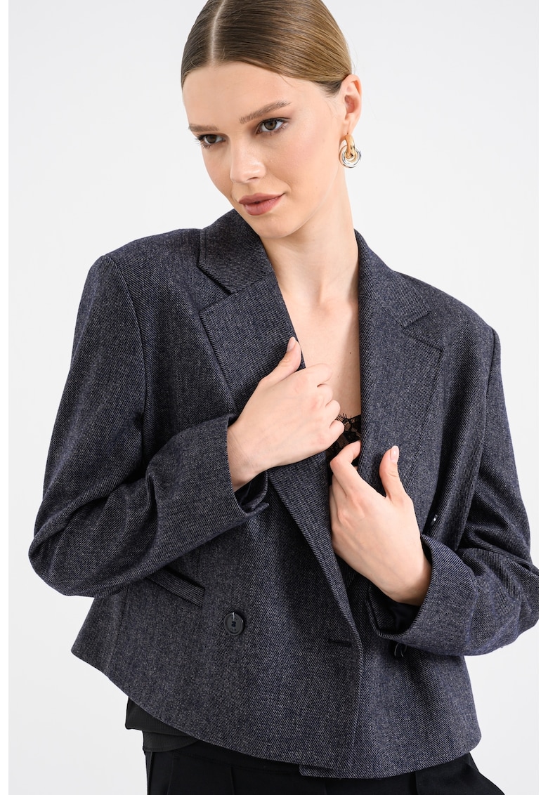 Свободно сако с вълна - Тъмносин BOSS