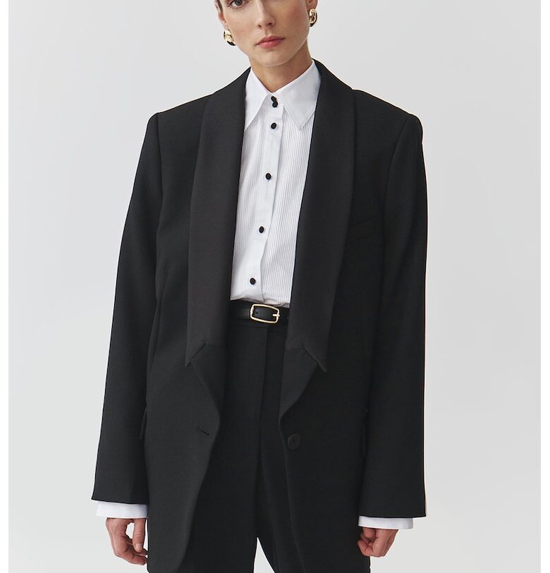 Свободно сако с джобове с капаче - Черен Tatuum