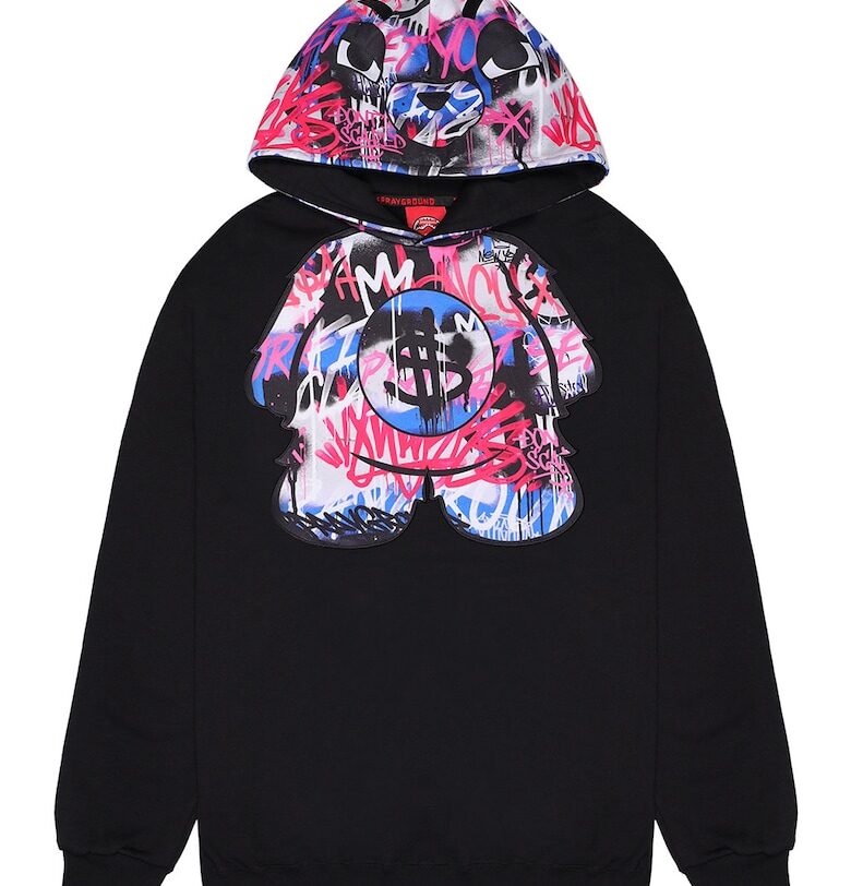 Свободно худи с графити - Черен/Лилав/Розово Sprayground