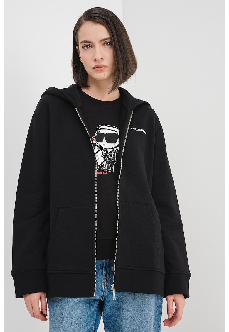 Свободно худи с джобове и цип - Черен Karl Lagerfeld