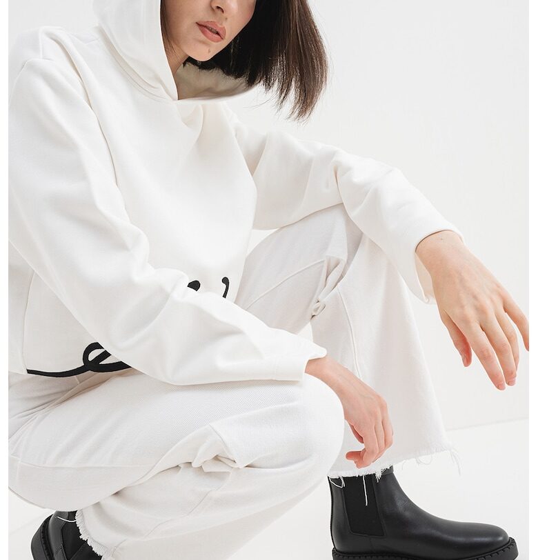 Свободно худи с органичен памук с лого - Мръснобял Karl Lagerfeld