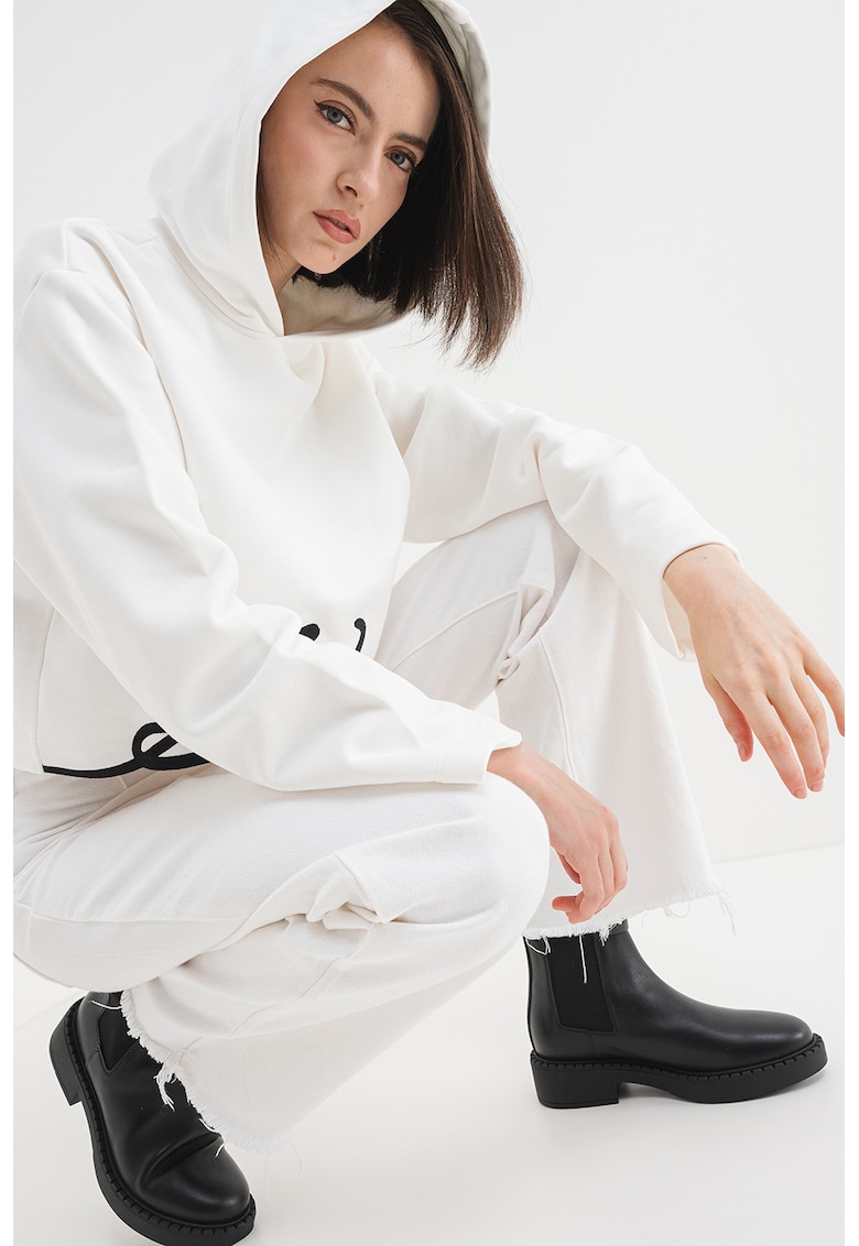 Свободно худи с органичен памук с лого - Мръснобял Karl Lagerfeld