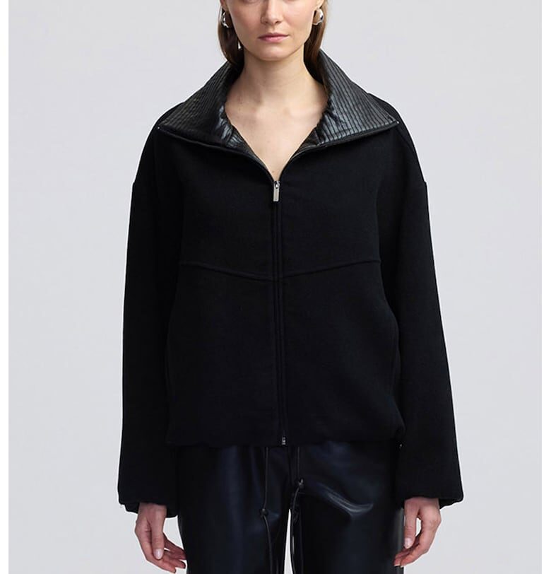 Свободно яке с вълна - Черен Ipekyol