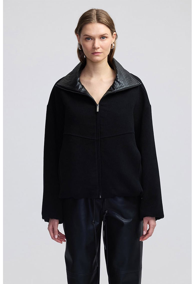 Свободно яке с вълна - Черен Ipekyol