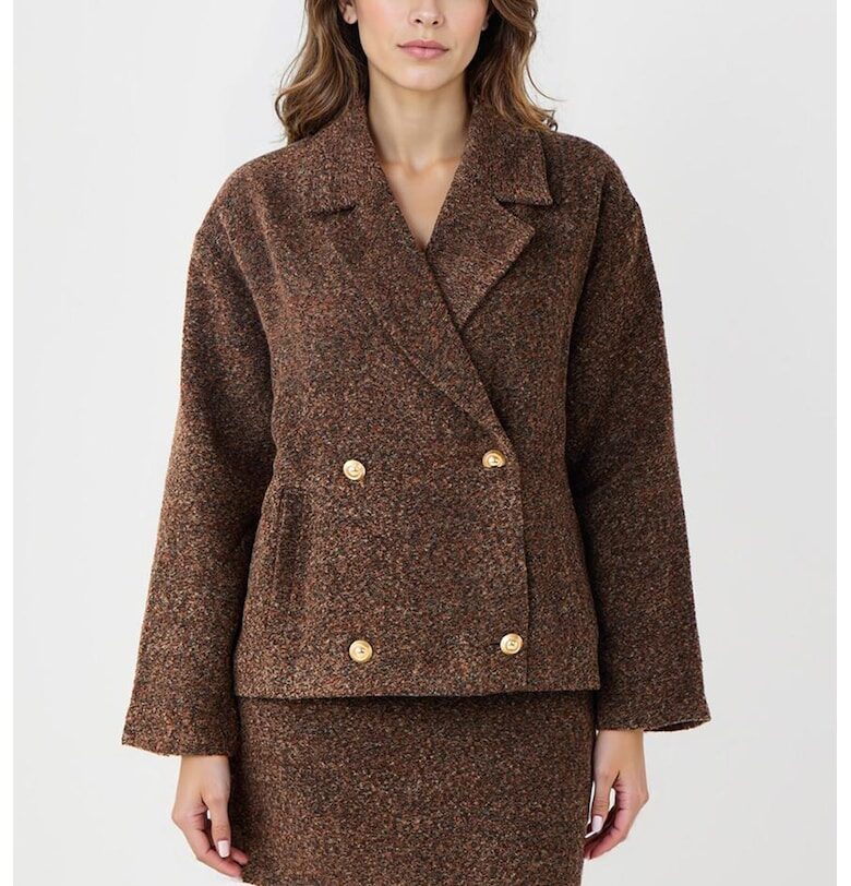 Свободно яке с двуредно закопчаване - Кафяв меланж JIMMY KEY