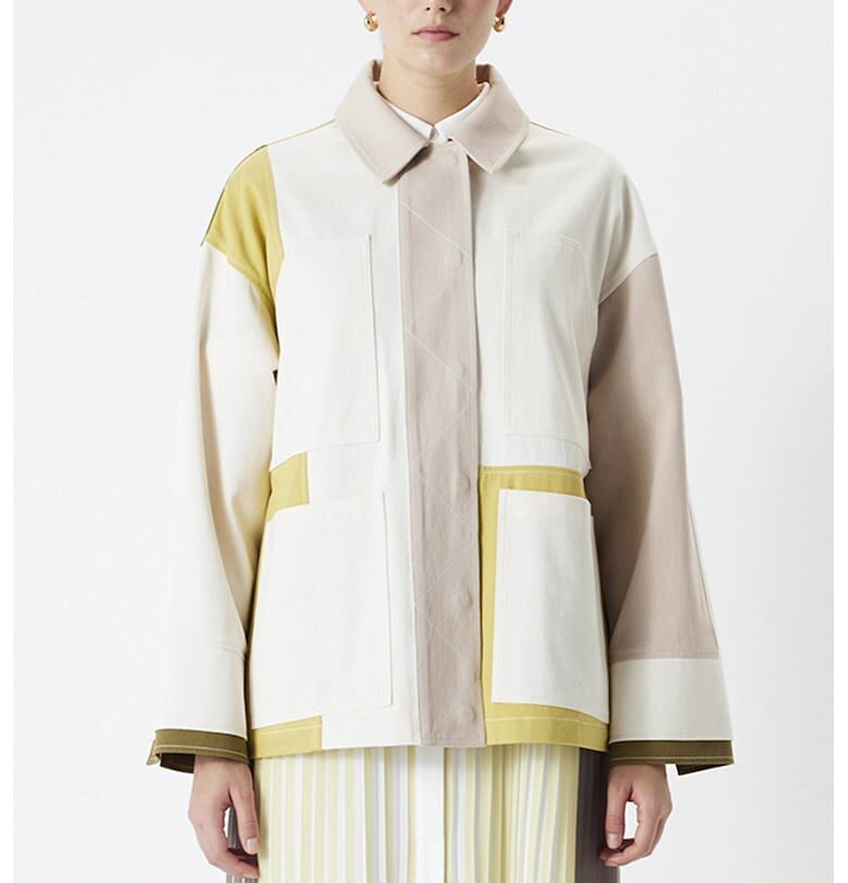 Свободно яке с уголемени джобове - Слонова кост/Бежов/Синапено жълто Ipekyol