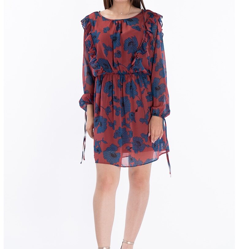 Свободнопадаща рокля с флорален десен - Керемидено червено/Тъмносин Lee Cooper