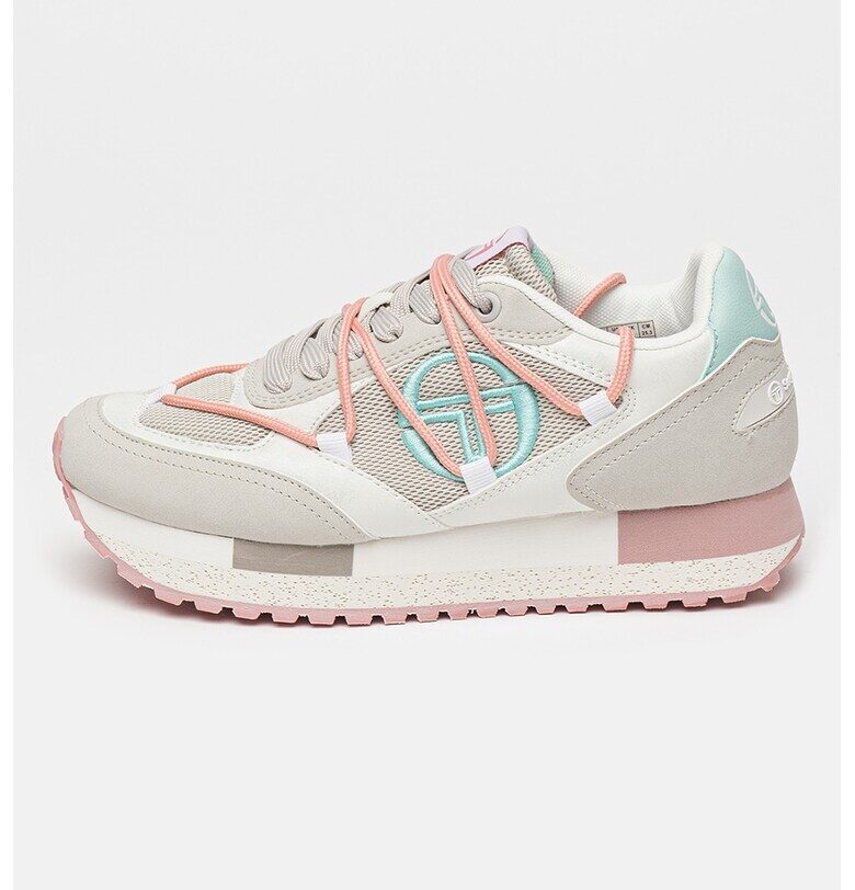 Синтетични спортни обувки с велур и връзки - Светло сив/Мръснобял Sergio Tacchini