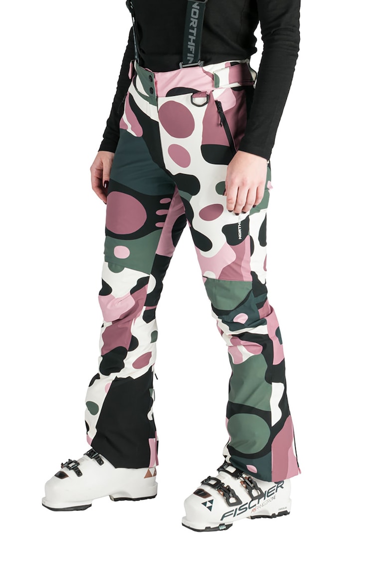 Ски панталон с принт и тиранти - Бял/Черен/Розово NORTHFINDER