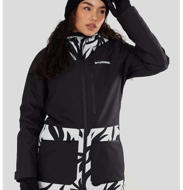 Ски яке Poplar с качулка - Бял/Черен Fundango