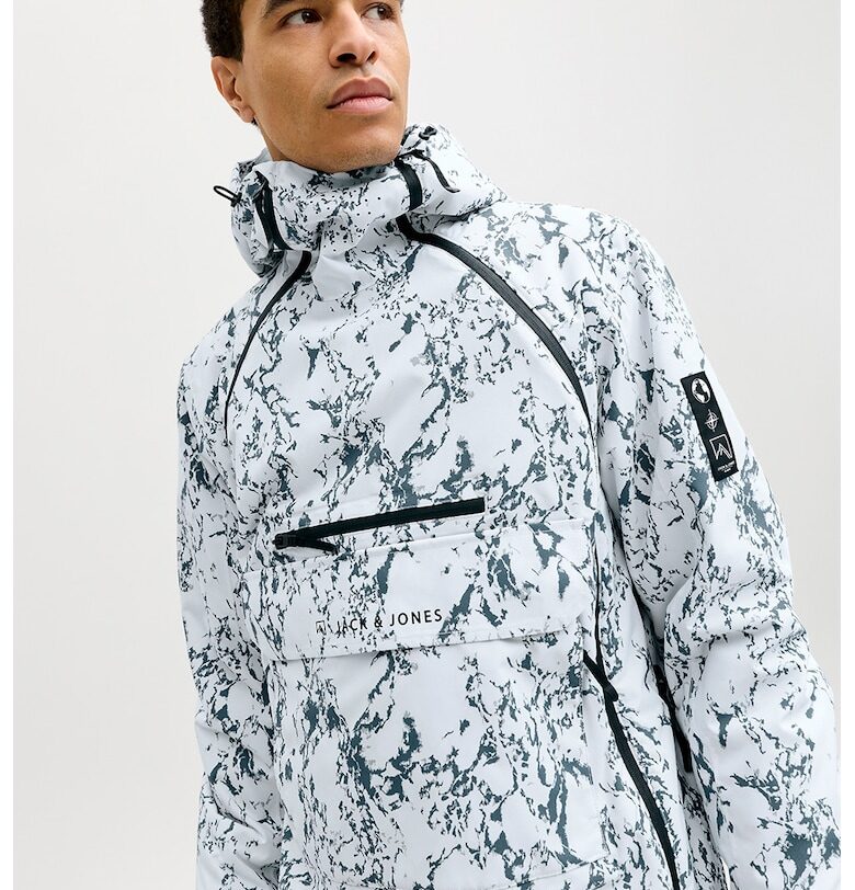 Ски яке с качулка - Бял/Въглен сиво Jack  Jones