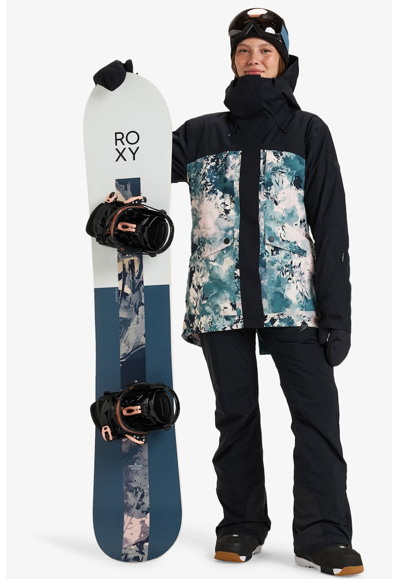 Ски яке с качулка - Черен/Прашно синьо/Бял ROXY