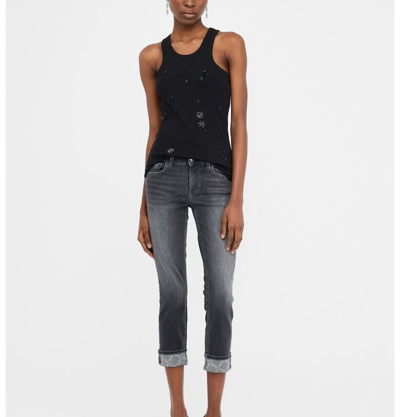 Скини дънки с навити маншети - Сив Liu Jo