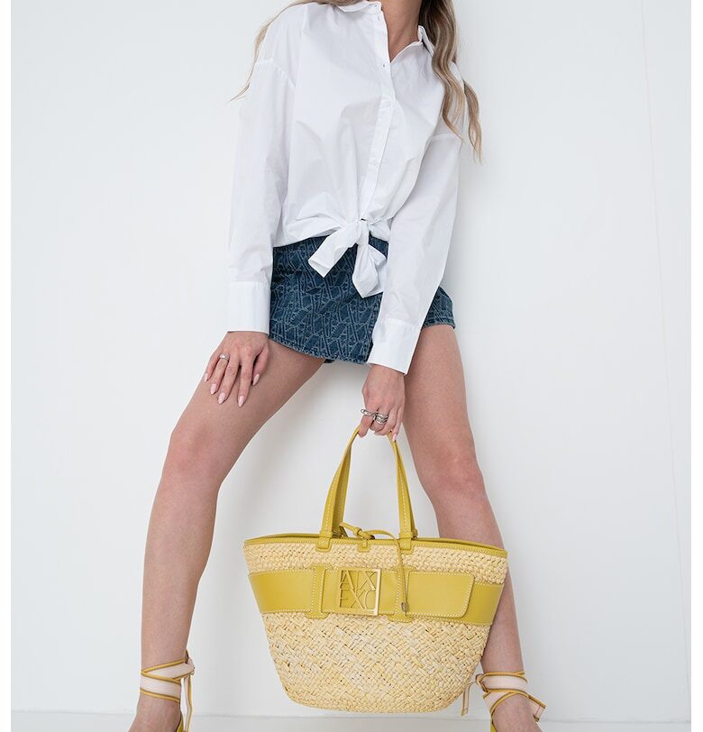 Скорт от деним с лого - Прашно синьо ARMANI EXCHANGE