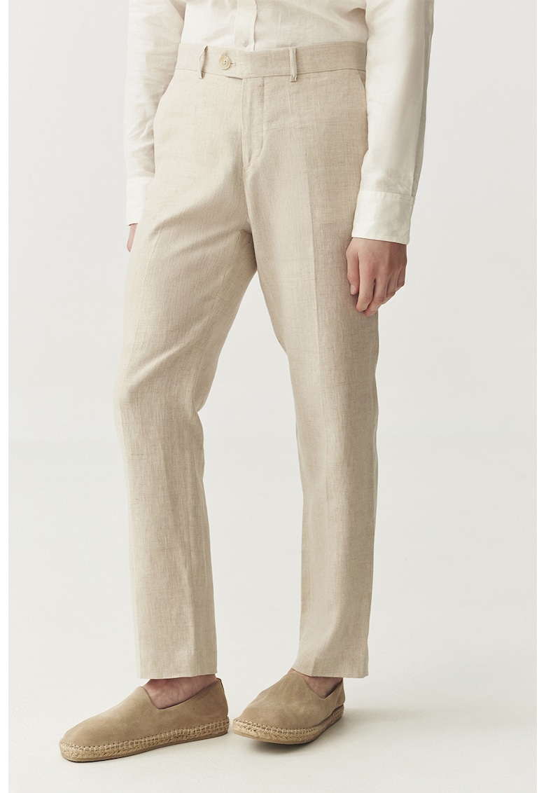 Скосен ленен панталон - Бежов Tatuum