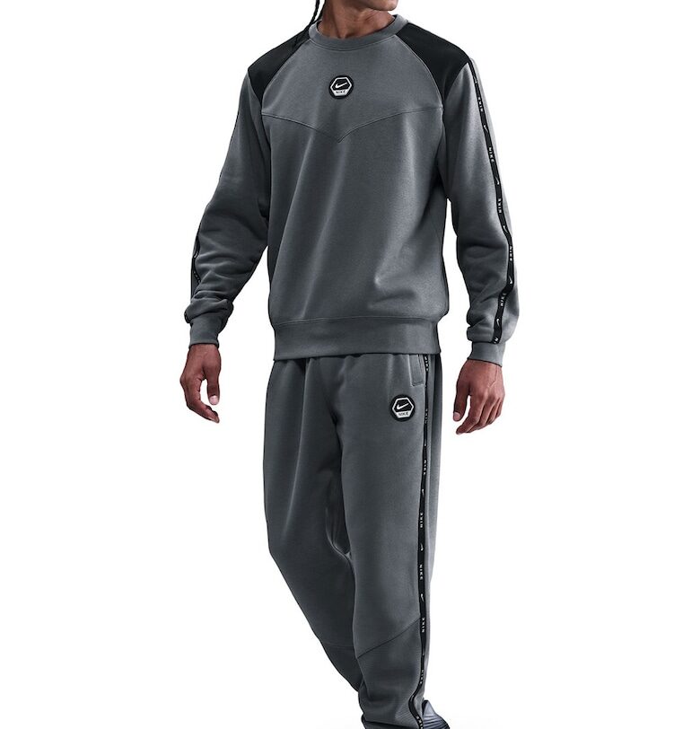 Скосен спортен панталон с миди талия - Черен/Tъмносив Nike