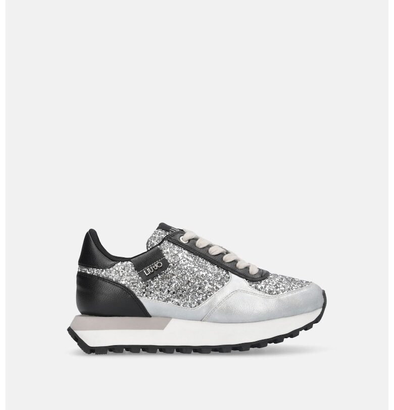 Скосени бляскави спортни обувки - Черен/Сребрист Liu Jo