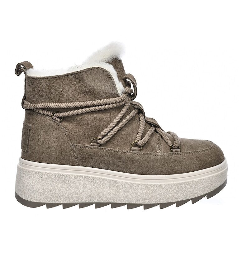 Скосени велурени боти - Сиво-кафяв Big Star