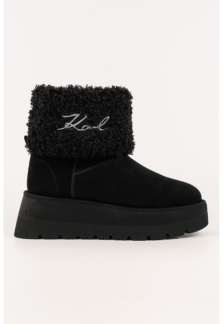 Скосени велурени боти - Черен Karl Lagerfeld