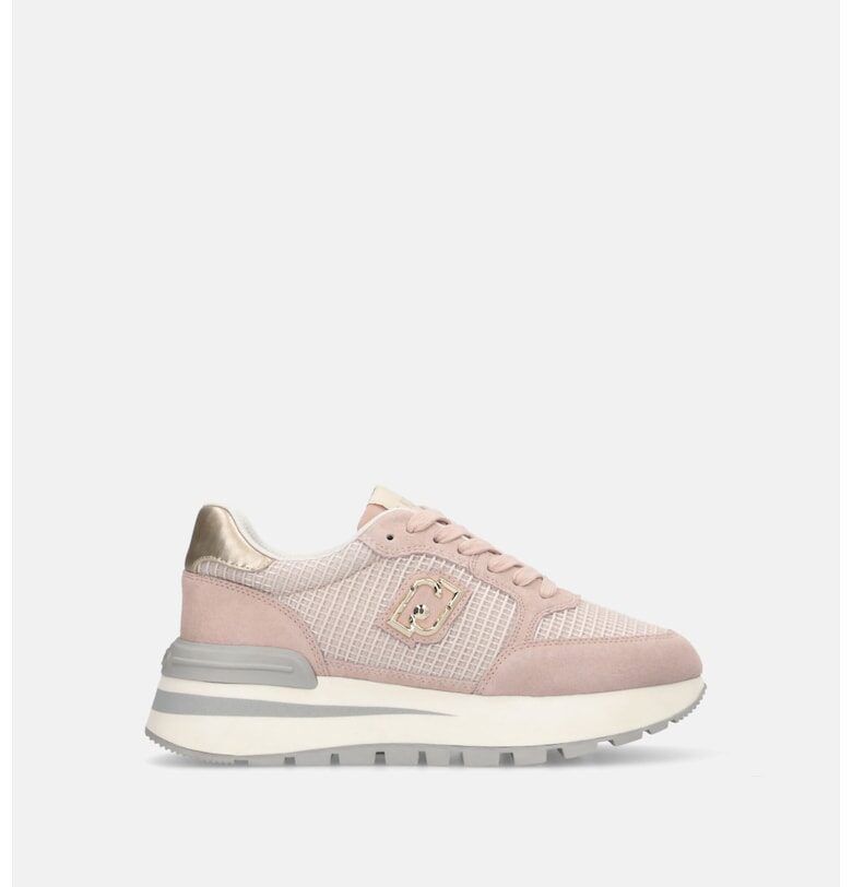 Скосени велурени спортни обувки с текстил - Златист/Светлорозов Liu Jo