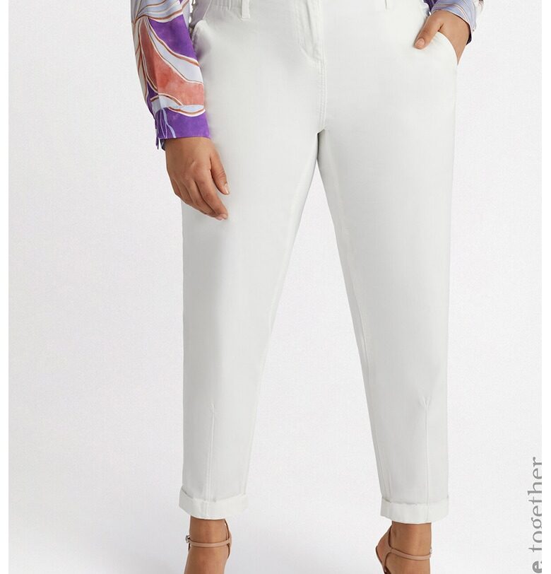 Скосени дънки с висока талия и навити маншети - Бял Fiorella Rubino