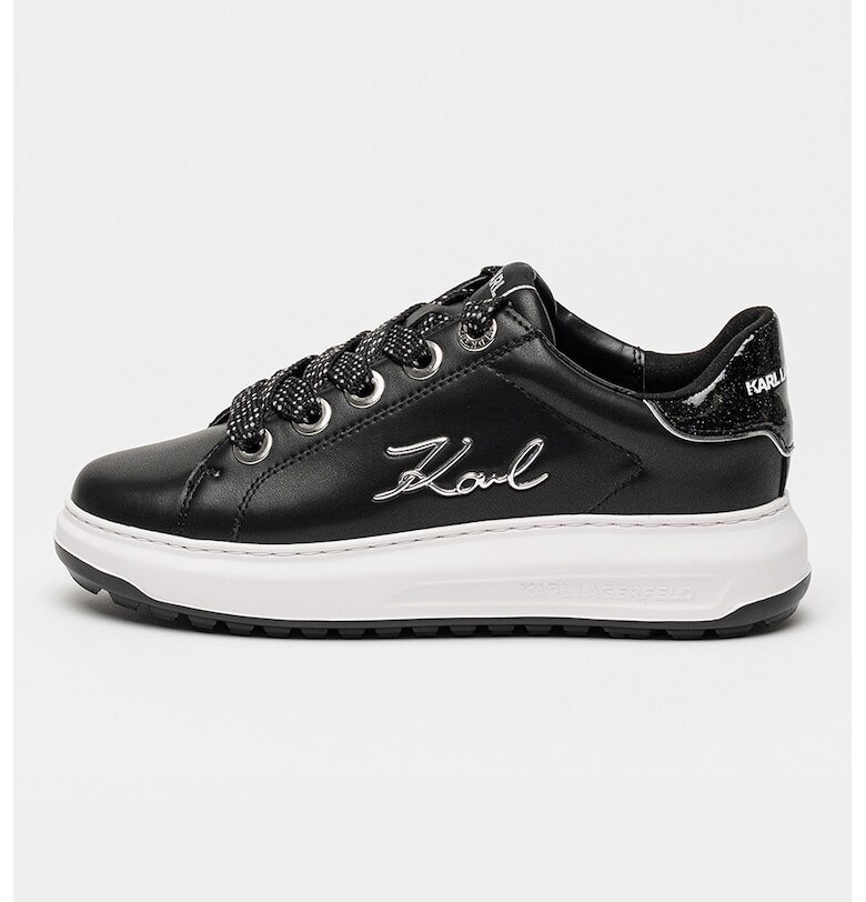 Скосени кожени маратонки - Черен/Сребрист Karl Lagerfeld