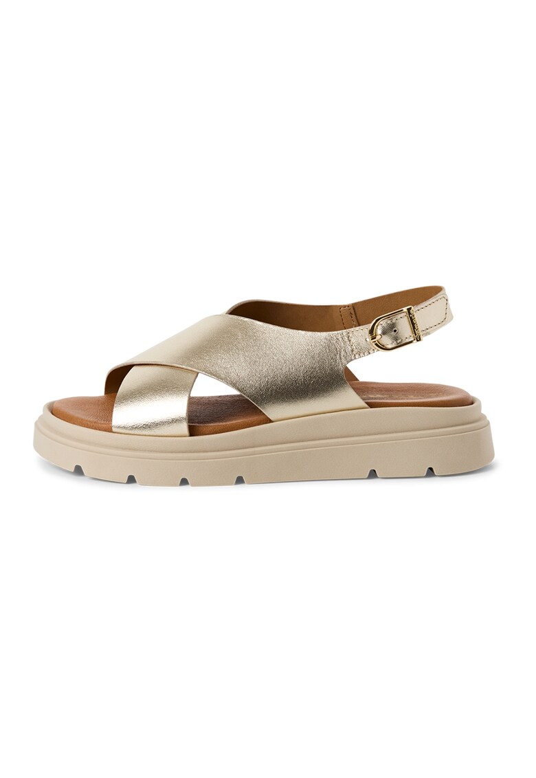 Скосени кожени сандали - Златист Tamaris