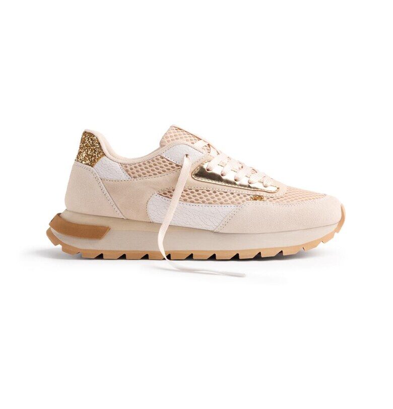 Скосени маратонки Funkley с кожа и мрежа - Бежов Gioseppo