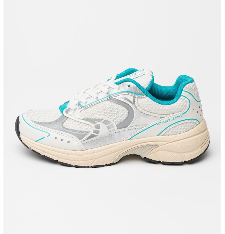 Скосени маратонки - Мръснобял/Сребрист/Ментово зелено Tommy Jeans