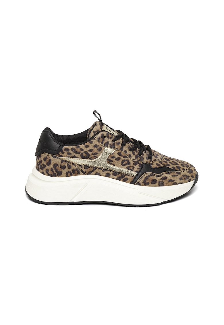 Скосени маратонки от еко кожа - Черен/Светлокафяв Steve Madden