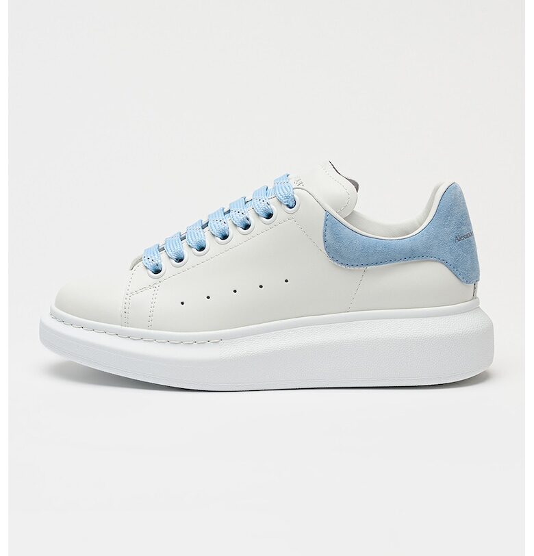 Скосени маратонки с велур - Бял/Лавандула Alexander McQueen