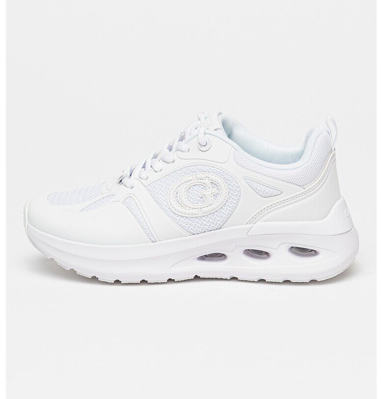 Скосени мрежести маратонки с еко кожа - Бял/Мръснобял GUESS