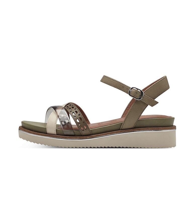 Скосени сандали с кожа Tamaris