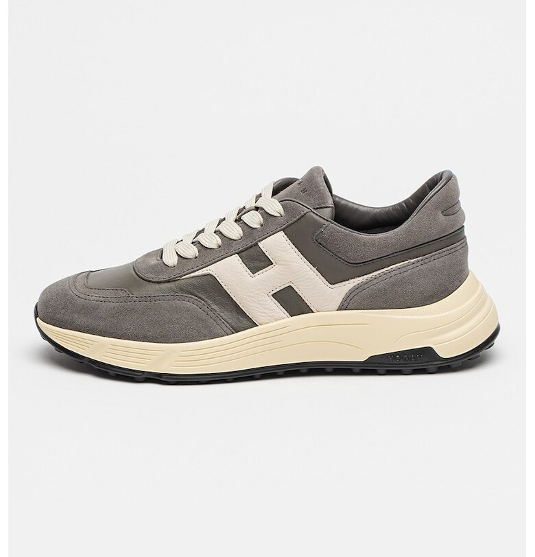 Скосени спортни обувки Hyperlight с велур - Крем/Tъмносив Hogan