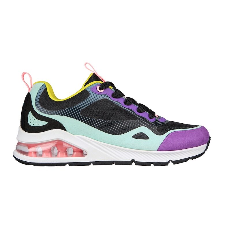 Скосени спортни обувки Uno 2-Mad Air с мрежа - Черен/Виолетов/Ментово зелено Skechers