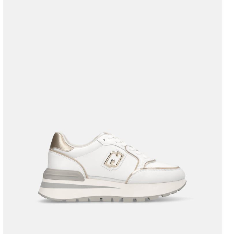 Скосени спортни обувки от кожа с метализирани акценти - Бял Liu Jo